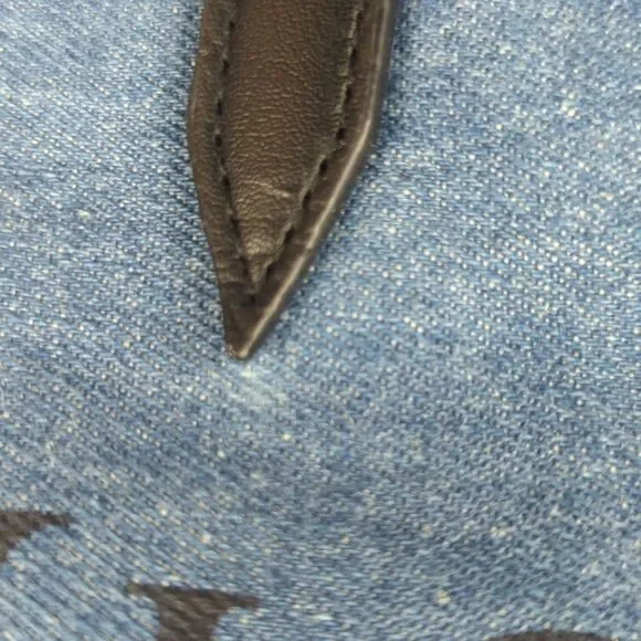 Victoria's Secret Blue & Black Denim & PU Lightweight Tote Bag - Picture 10 of 12